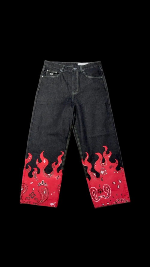 “Bandana Flames” jeans