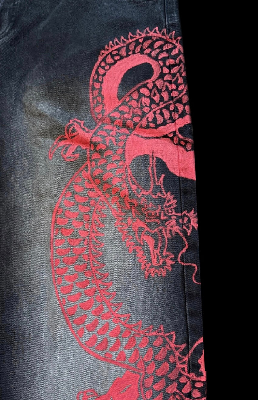“Japanese Dragon” red edition jeans