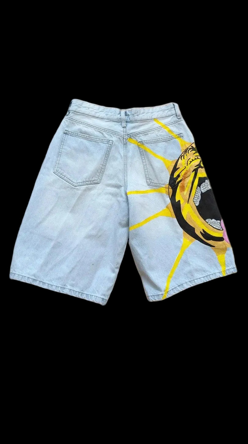 “Percy Sun” jorts Rhinestone grillz