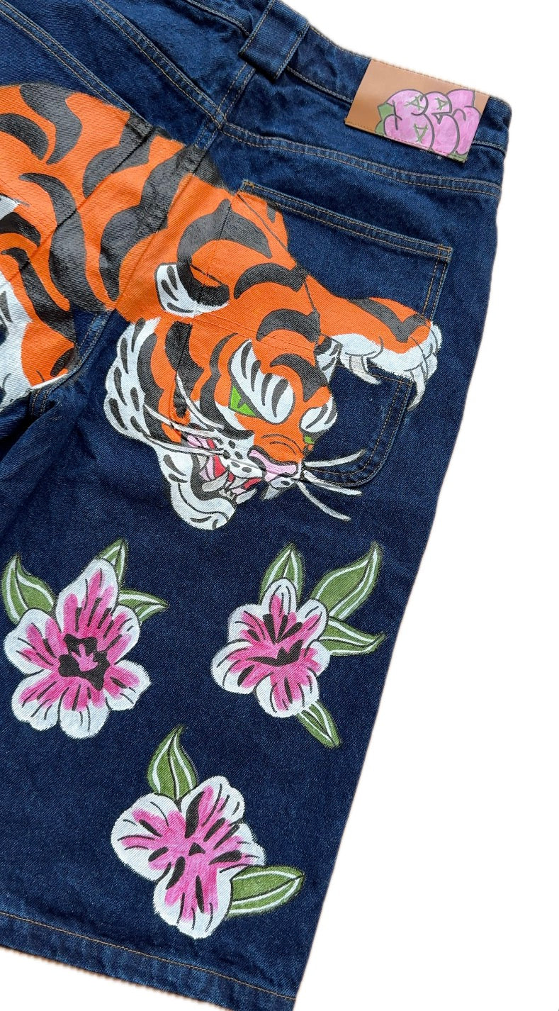 “Blossoming Tiger” jorts