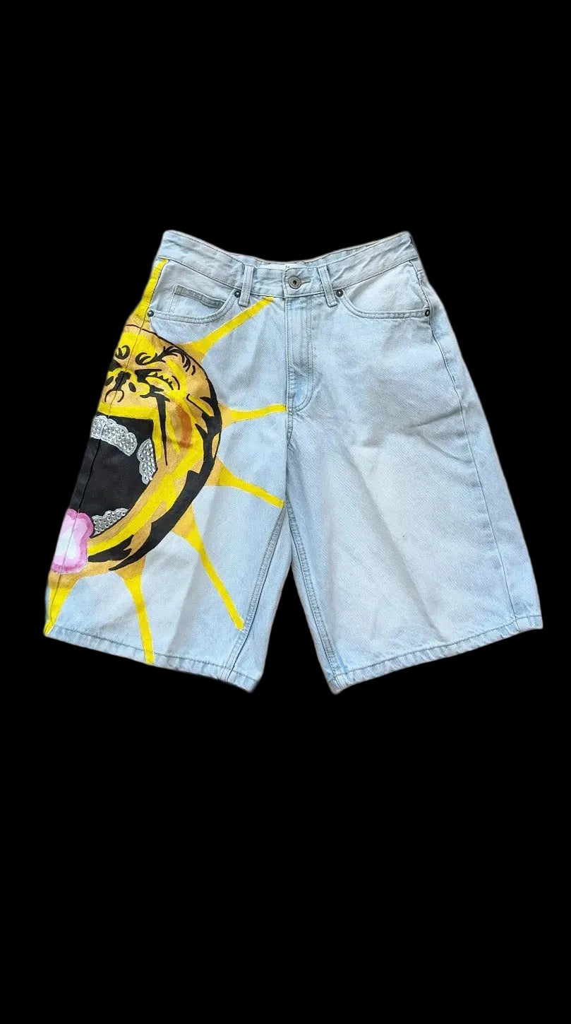 “Percy Sun” jorts Rhinestone grillz