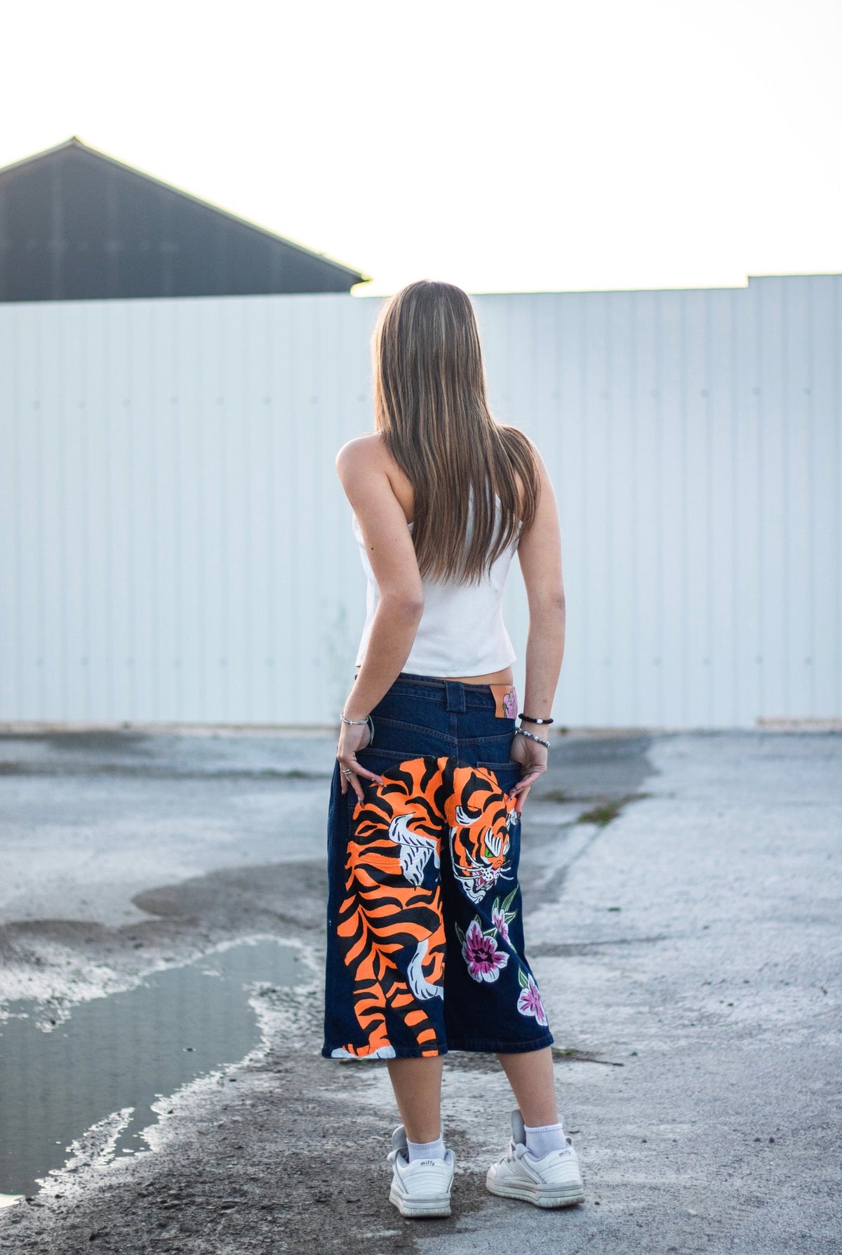 “Blossoming Tiger” jorts