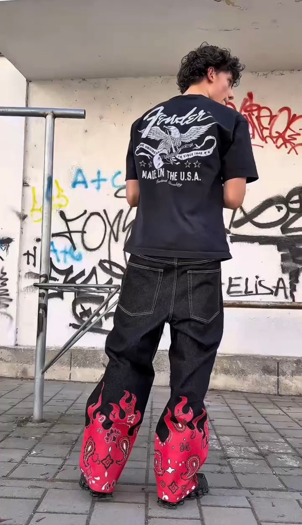 “Bandana Flames” jeans
